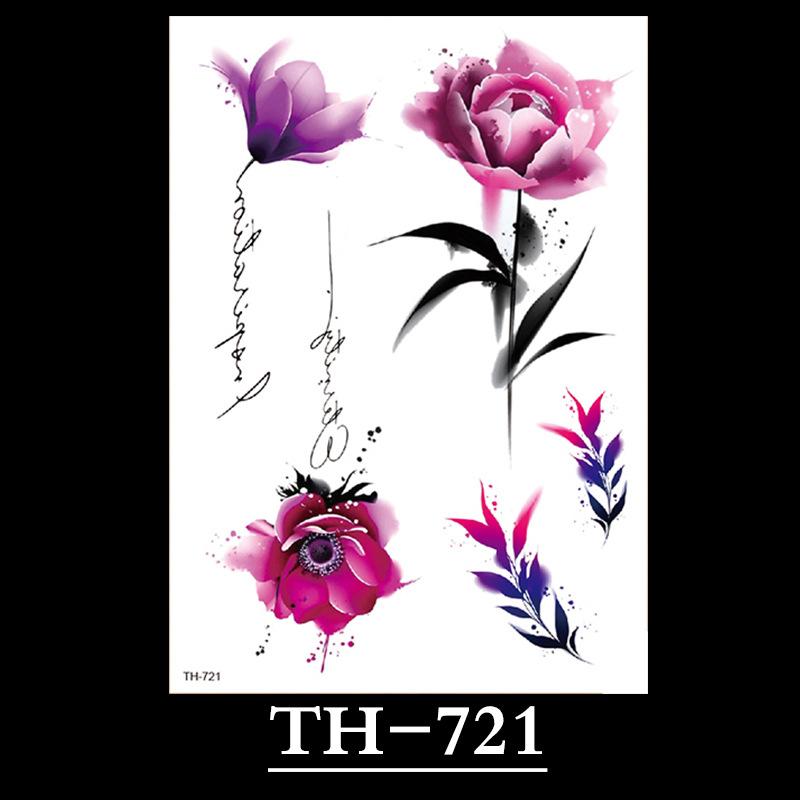 Flower Arm Tattoo Sticker, Half Arm Waterproof Tattoo Sticker, Sketch Line Tattoo Sticker Tattoo