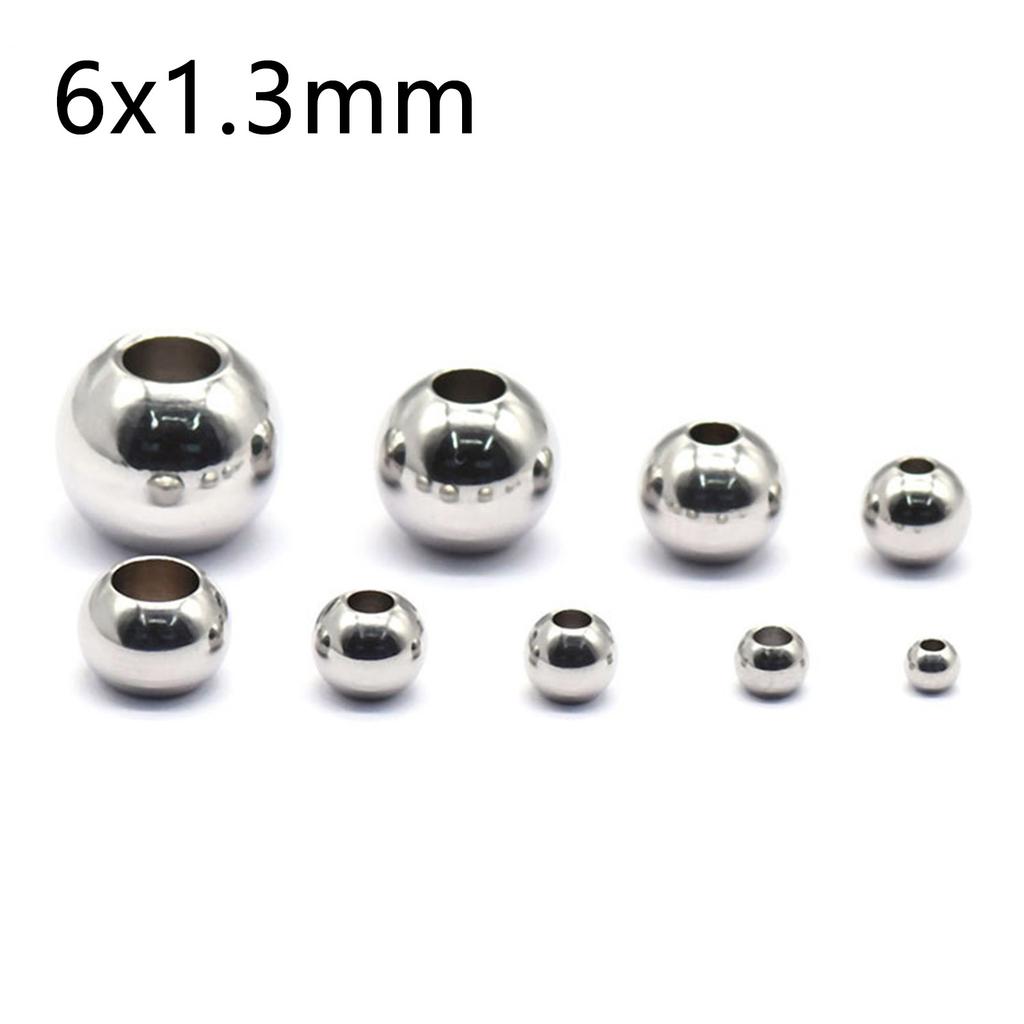50 Piece 304 Stainless Steel Loose Spacer Beads Charms Silver Color Round Ball Beads For Jewelry Making Diy Necklace Findings
