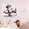 NATSUNO Western Tapestry, Funny Western Cowboy Cat Wall Tapestry for Bedroom, Retro Wild West Country Cat Tapestries Wall Hanging for Home Bedroom