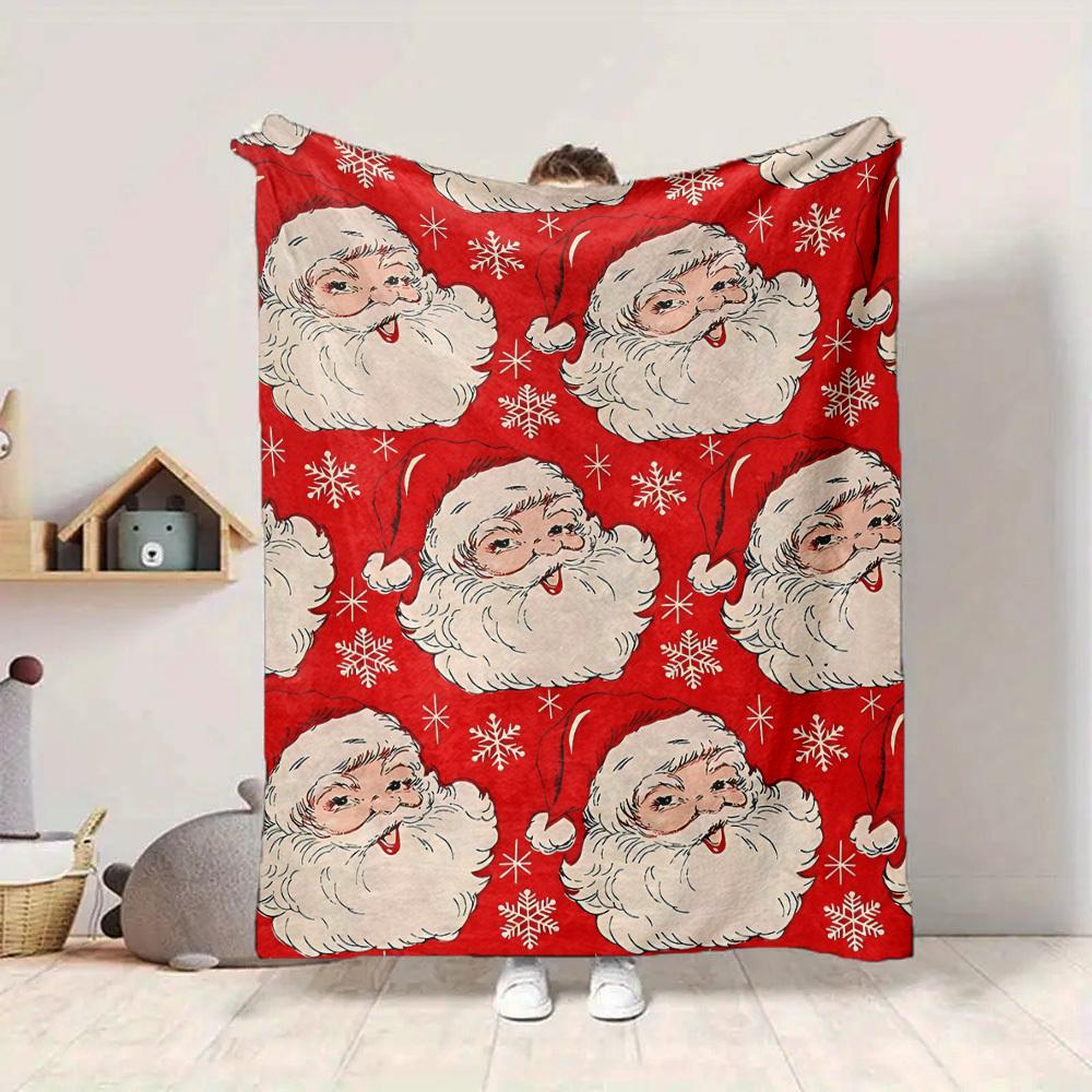 1pc Santa Claus Design Blanket Warm, Cozy, And Soft, Suitable for Sofas, Beds, Cars, And Office Use.Perfect for Camping And Travel, Making It a Great