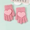 2Pairs Cute Children's Warm Gloves Heart Shaped Breathable Baby Knitted Mittens Keep Warm Windproof Solid Plush Gloves Winter