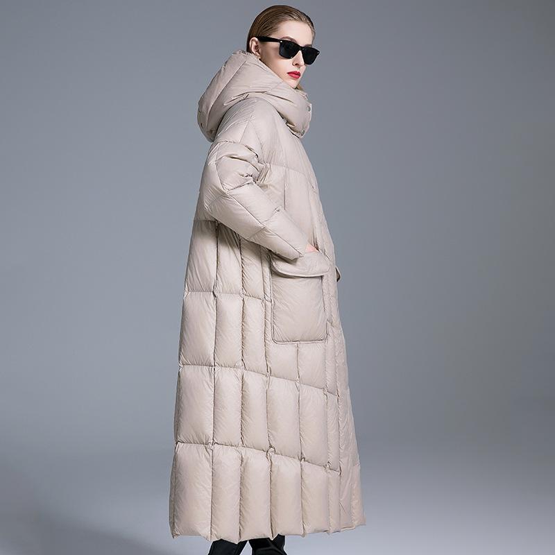 European and American white duck down winter new loose warm thickened cold-resistant down jacket women extended coat women