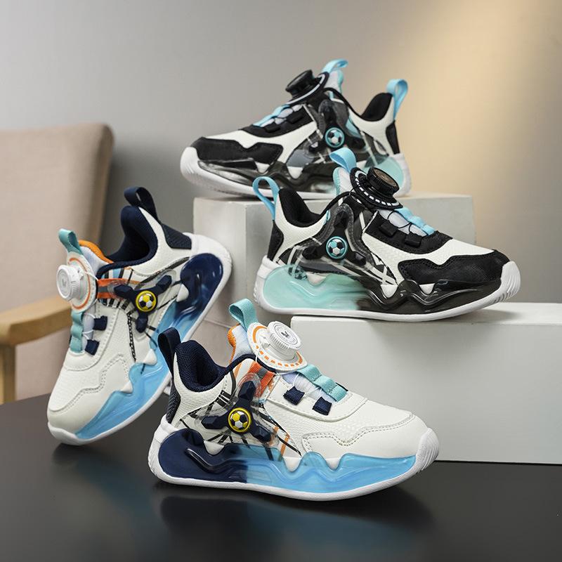Jungen Basketballschuhe 2025 Herbst neue Kindersportschuhe Drehverschluss Leder wasserdicht Grundschule Laufschuhe Herren
