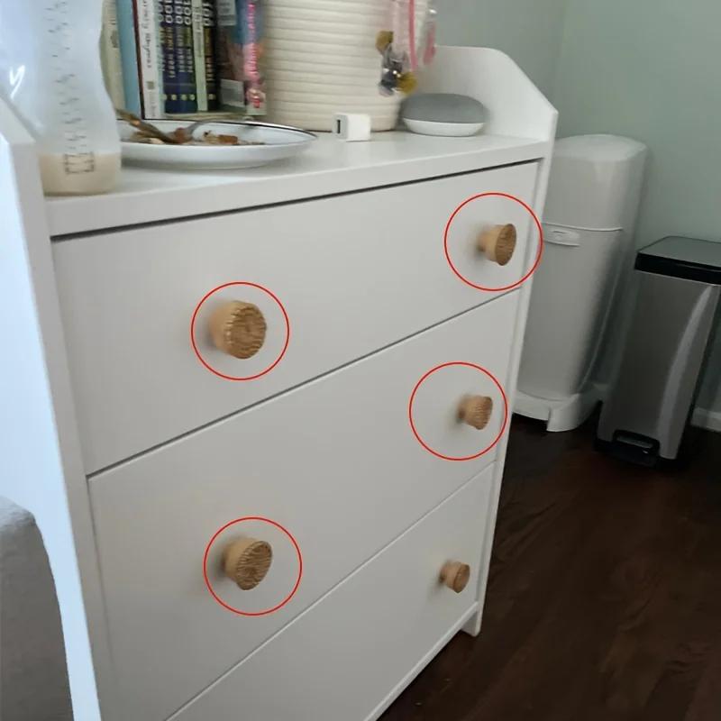 Masivní dřevěná klika dveří kruhová malá ratanová tkaná kreativní jednodírová skříňka do šatní skříně zásuvka na boty minimalistický kování