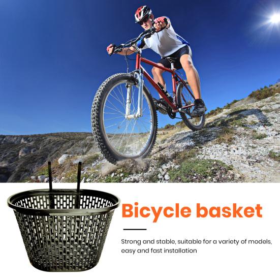 Bicycle Basket Strong Large Capacity Hollowed-out Plastic Basket Multifunctional Item Storage Removable Folding Bike Organizer Front Basket Cycling