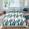 Cactus Duvet Cover Set King Size Hand Painted Style Bedding Set Nature Art Prints Comforter Cover Green Plant Cactus Quilt Cover