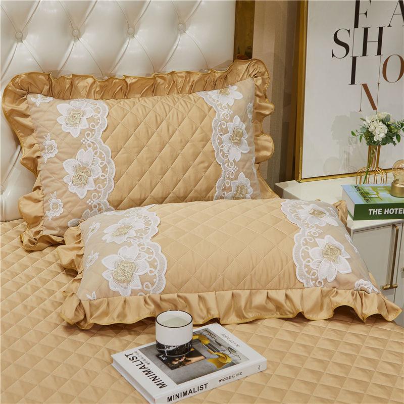 2 Pieces Modal Lace Bud Pillowcase Solid Embroidered One Pair Adult Bedroom Dormitory Pillow Case Pillow Covers