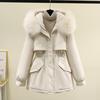 Womens Short Padded Parka Slim Fit Hooded Winter Coat Fleece Lined Warm Casual Jacket