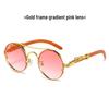 Cross-Border Retro Double-Bridge Leopard Head Men's Metal Round Sunglasses