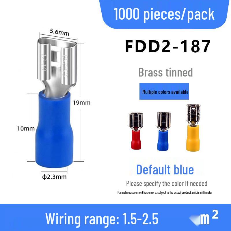 Brass Cold-Pressed FDD Female Pre-Insulated Terminal Insert Spring Wiring Connector with Copper Lugs