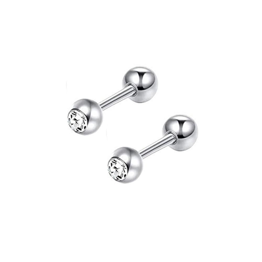 2X 6/8/10/12/14mm Barra de Aço Cartilagem da Orelha 3mm Bola de Cristal Tragus da Orelha Hélix Argola Barra Haltere Piercing Corporal