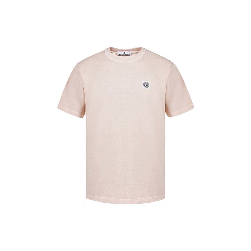 

Stone Island Solid Color Label Round Neck Pullover Short Sleeve T-Shirt Men Tops Pink 771523742-V0180 XXL