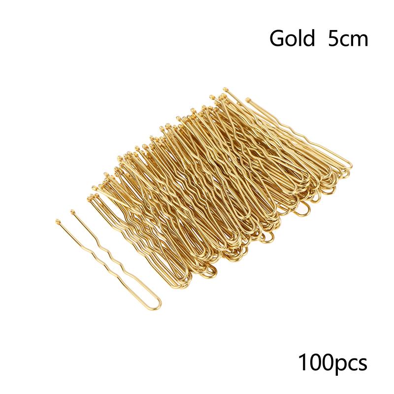 100 Piezas/Bolsa 5cm/6cm Horquillas para el Cabello de Aleación en Forma de U Pinzas Onduladas para el Cabello Pasadores Metálicos Simples Pasadores Herramientas para Peinado de Novia Horquillas
