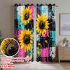 2D flat printing 2pcs Curtain Curtain Vibrant Sunflower Digital Printed Polyester Drapes Birthday Party Perfect for Yard &