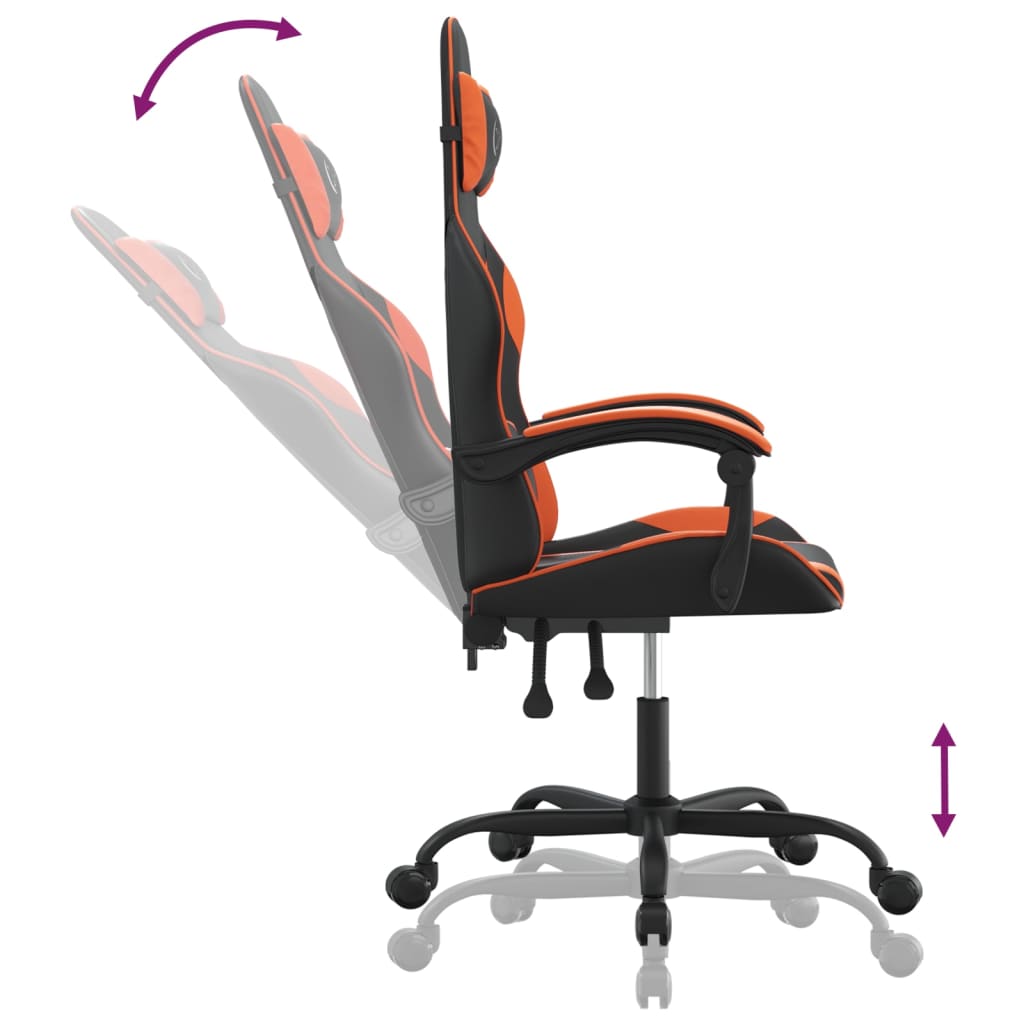 Gaming Chair Black and Orange Synthetic Leather