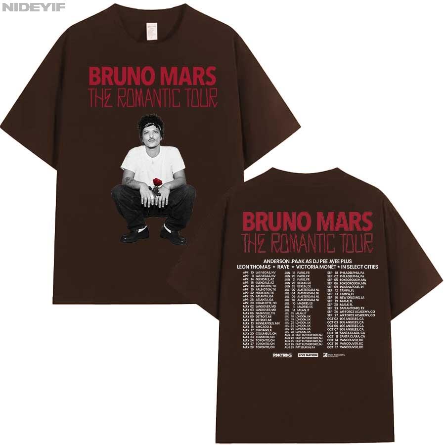 Bruno Mars The RoUnisextic Tour T-Shirt für Unisex Damen Hiphop Streetwear Oversized Tops 100% Baumwolle T-Shirt BM6