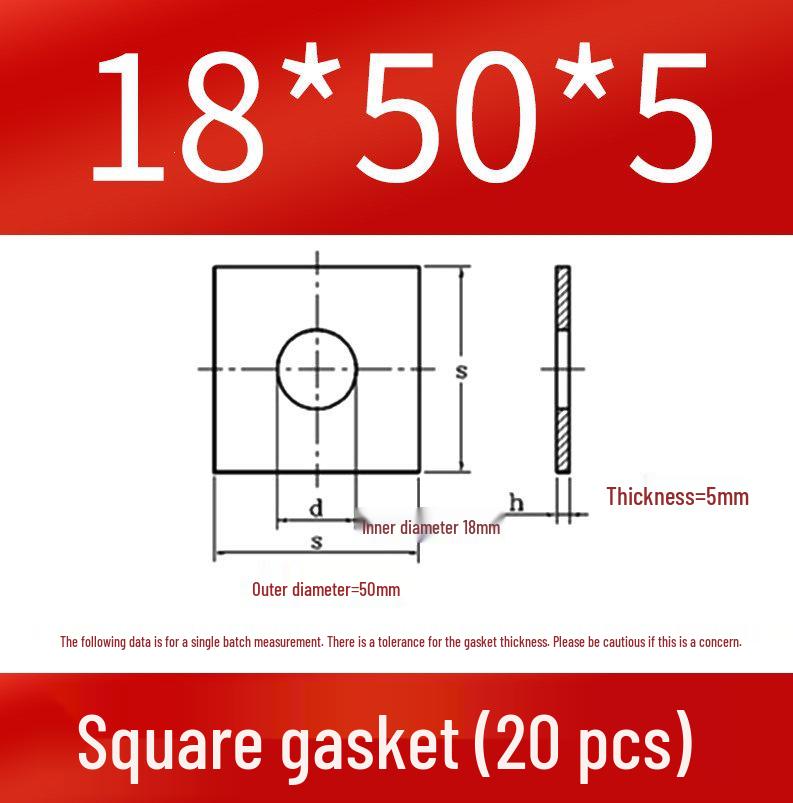 Thick Galvanized Square Iron Washer with Hole for M6-M24 Curtain Wall Use
