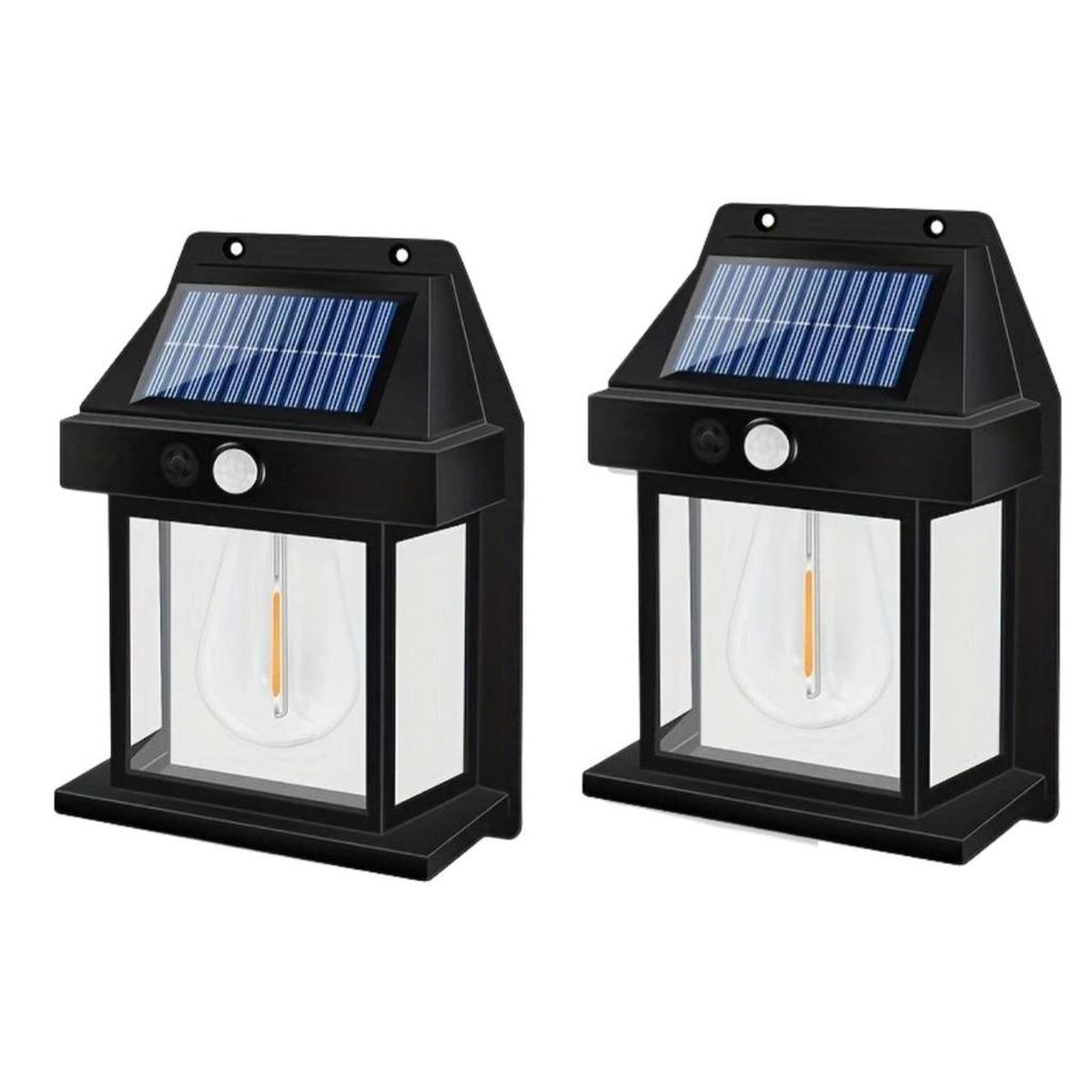 4 STUKS Solar Wandlamp Wolfraam Waterdicht Draadloos Bewegingssensor Beveiligingslampen Schemer tot Dageraad Buitenverlichting voor Patio Veranda Garage
