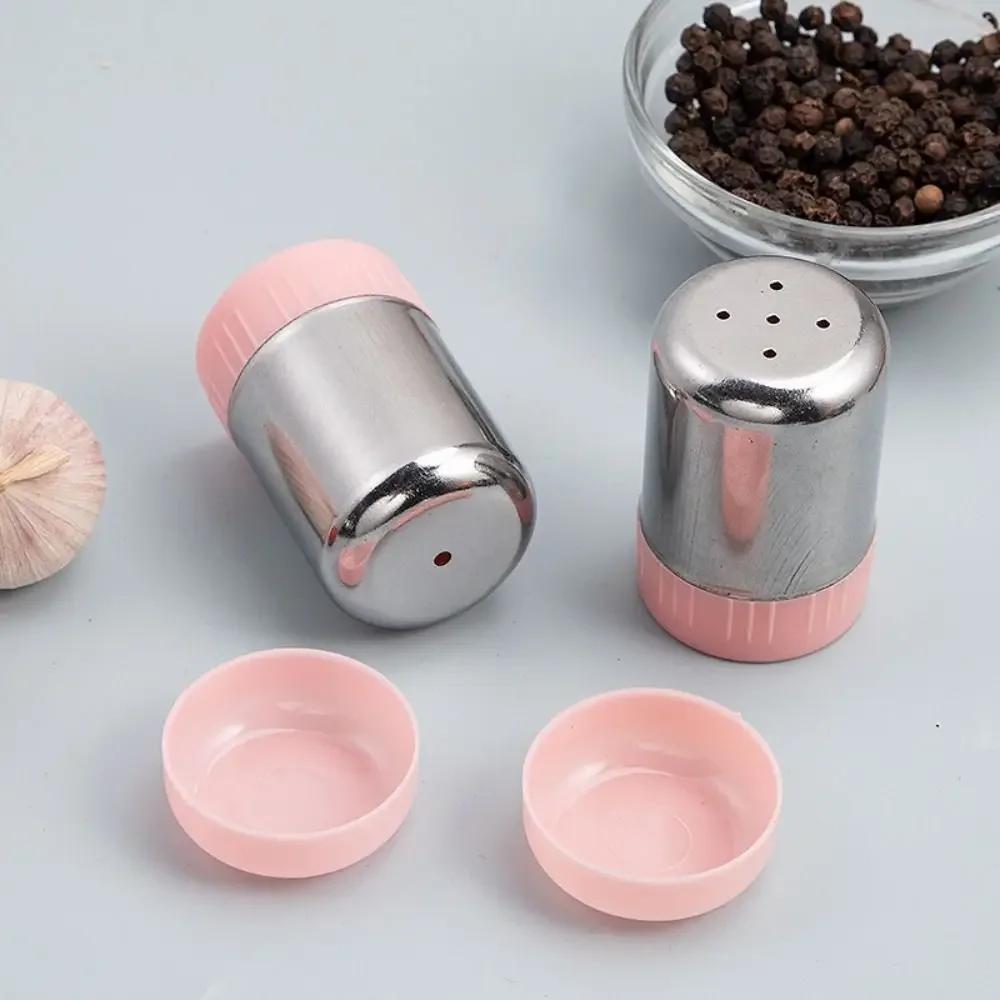 Stainless Steel 5-hole Salt Shaker Portable Mini seasoning Bottle with Dust Cover Small Pepper Bottle Condiment Jar Kitchen Tool