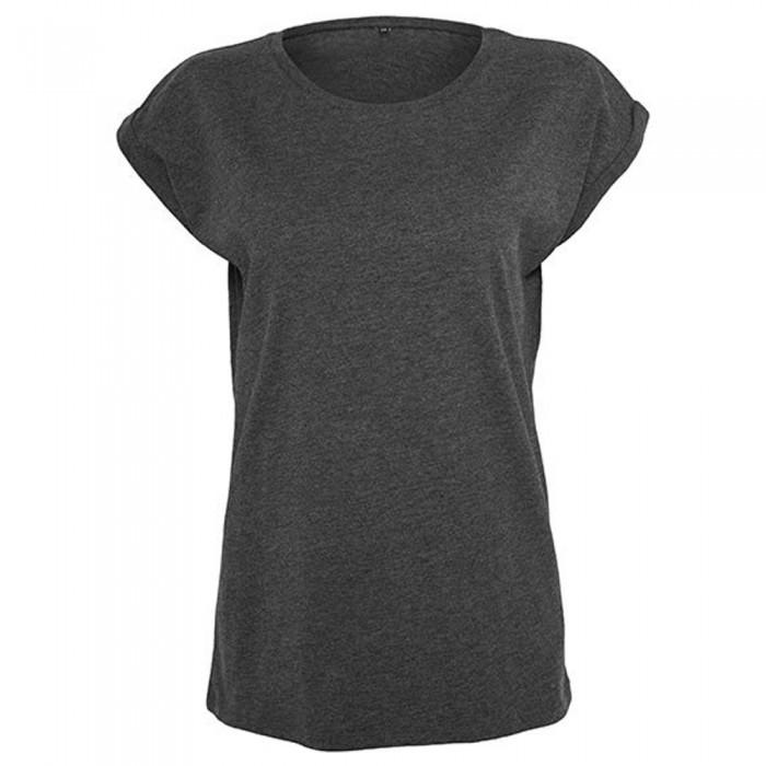 Build Your Brand Womens/Ladies Heather Extended Shoulder T-Shirt