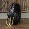 Men's Genuine Leather Braided Belt Cowhide Handmade Woven Pin Buckle Couple's Casual All-match Belt