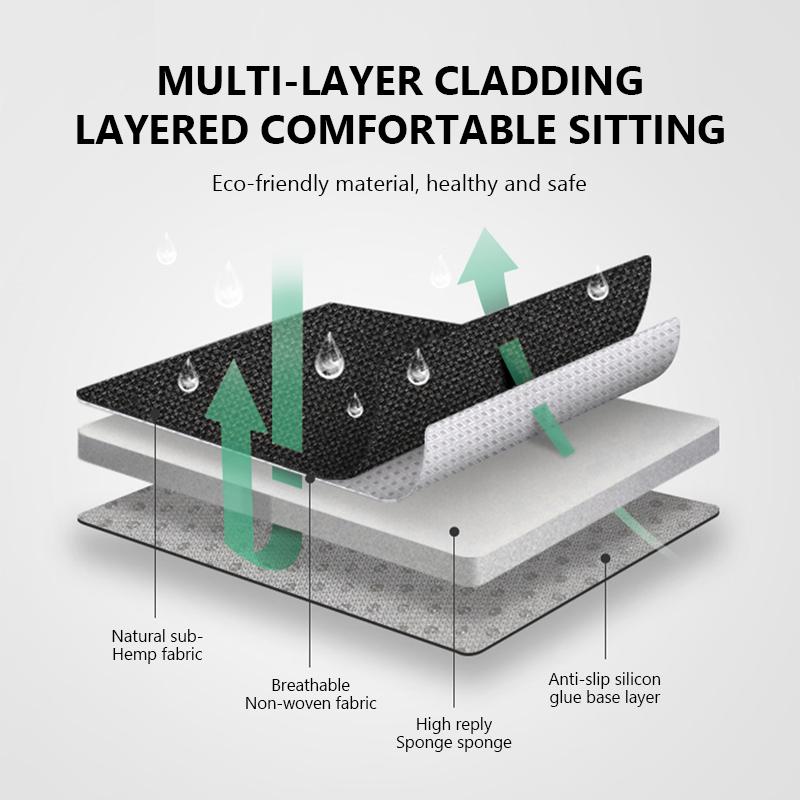 SEAMETAL Atmungsaktiver Autositzbezug Leinen Kühlendes Sitzkissen Verschleißfester Sitzschoner für SUV Limousine 4 Jahreszeiten