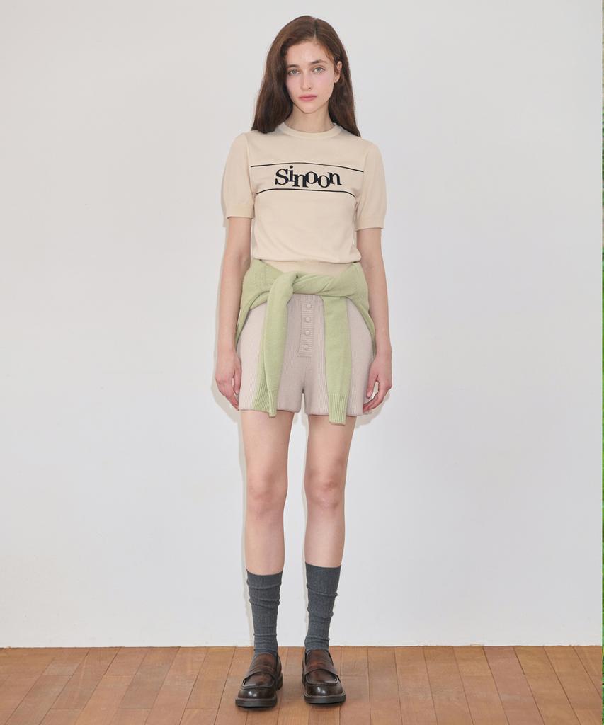 SINOON Button Knit Shorts (Greyish Beige)