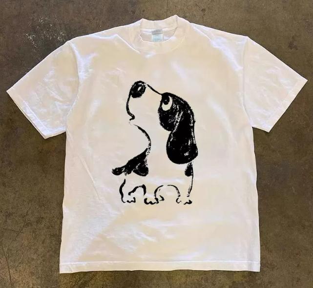 West Coast Fashion Streetwear Short-sleeved Men's and Women's Matching T-shirt, Oversized, Casual, School-style