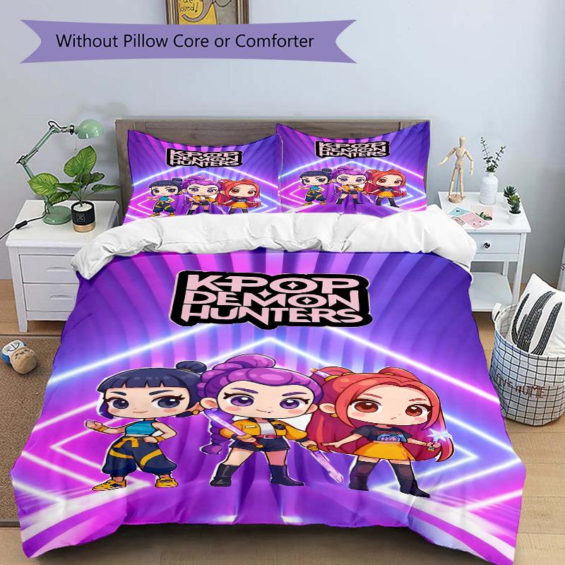 Kpop Demon Hunters Print 3Pcs Bedding Setduvet Cover With 2 Bedropillowcase Home Birthday Gift