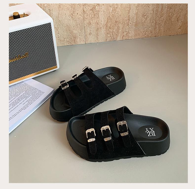 

Summer sandals women s outer wear 2025 new platform slippers heightening bow with skirt muffin bottom casual sandals 40 чёрный