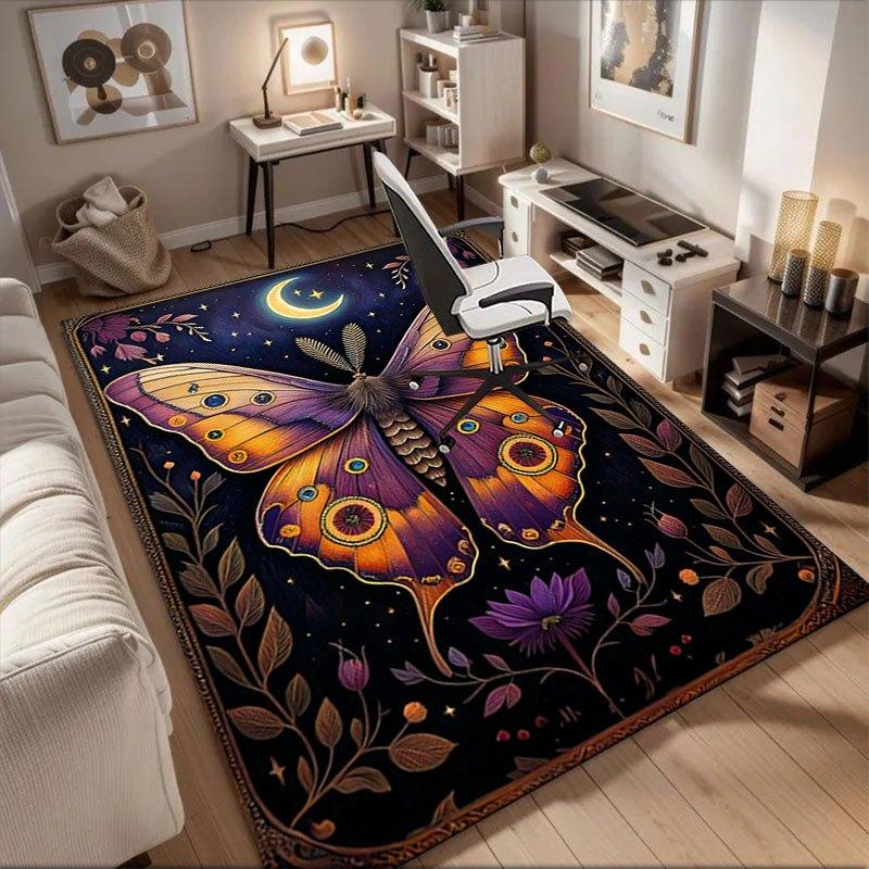 

Enchanted Night Butterfly Wall Art Print Office Mat Home Decor Office Desk Chair Rugs Chair Carpet for office Chair Mat Gift For Halloween 60cm by 90cm