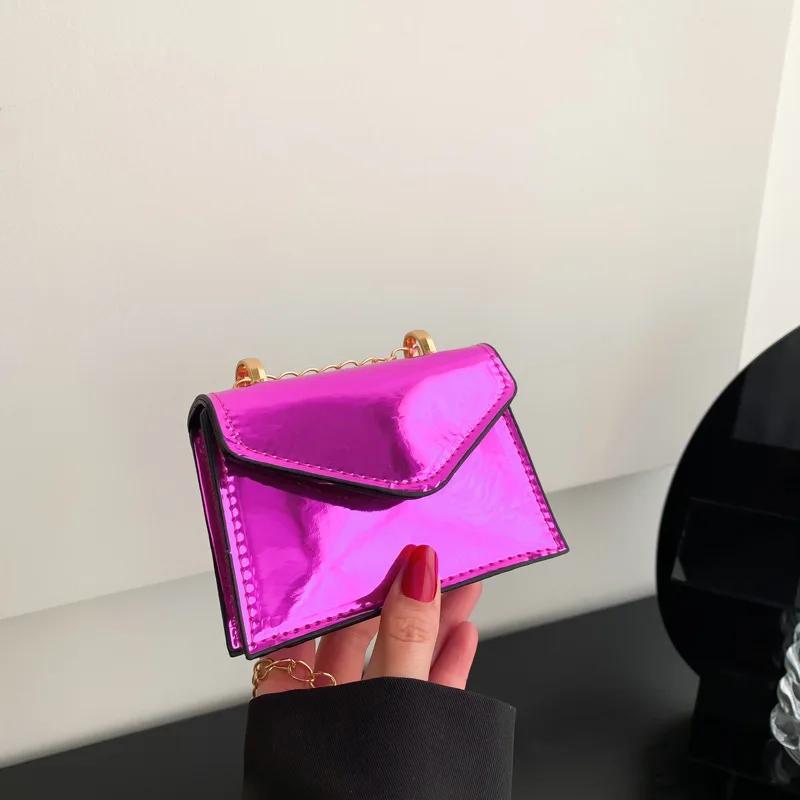 Mini Laser Color Shoulder Bag Cute Chain Lipstick Makeup Pouch Small Square Crossbody Bag