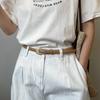Slim Waist Belt Women Retro Versatile Casual Dress Skirt Simple Decoration Leather Strap Alloy Buckle Irregular Shape