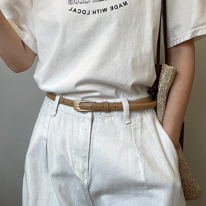 Slim Waist Belt Women Retro Versatile Casual Dress Skirt Simple Decoration Leather Strap Alloy Buckle Irregular Shape