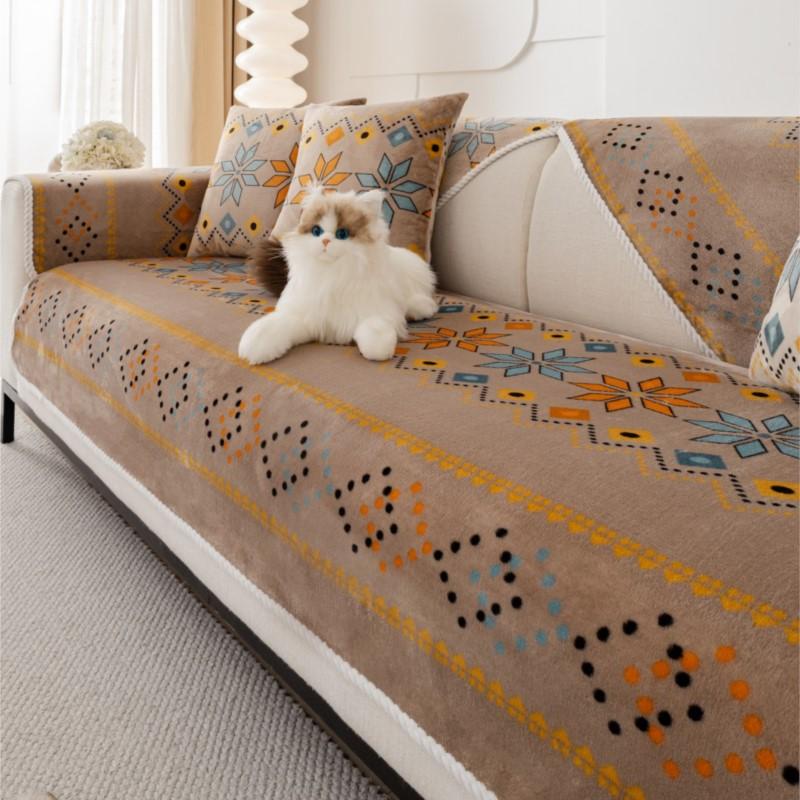 Nordic Flannel Sofa Covers for Living Room Anti-Slip Dustproof Sofa Covers Universal Bohemian  Sofas Funda Sofa Cushion
