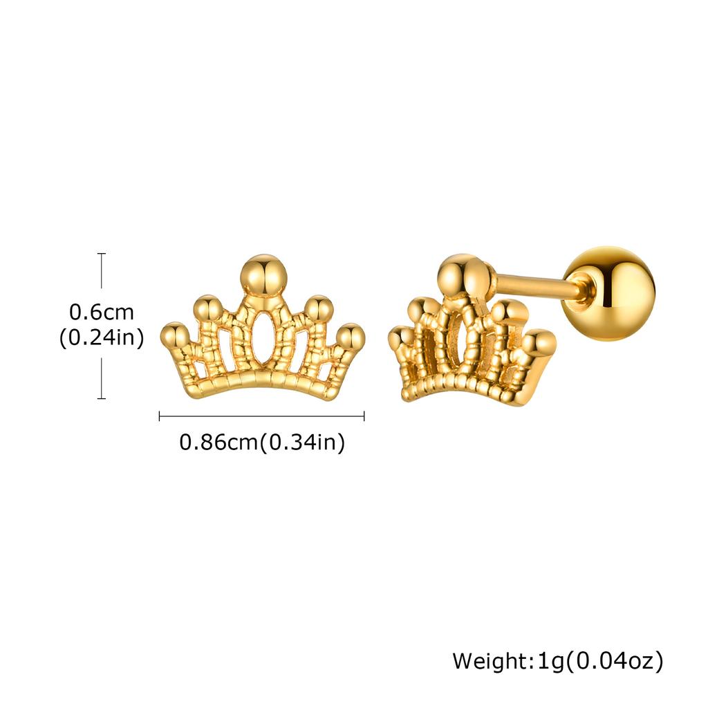 18K Gold Plated Stainless Steel Cartilage Stud Earrings, Dainty CZ Heart Butterfly Crown Multi Piercing Earring for Women