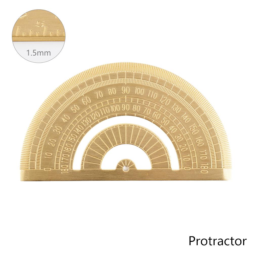 Vintage Brass Straight Ruler For Students Creative Metal Triangle Ruler Protractor Stationery Measuring Tool School Supplies New