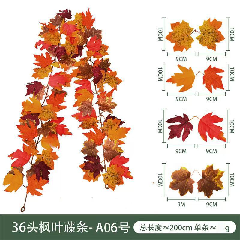 Ratan de Frunze de Arțar Simulat, Ratan de Frunze de Arțar Criptat pentru Festivalul Recoltei, Recuzită Decorativă de Toamnă, Decorațiuni pentru Casă