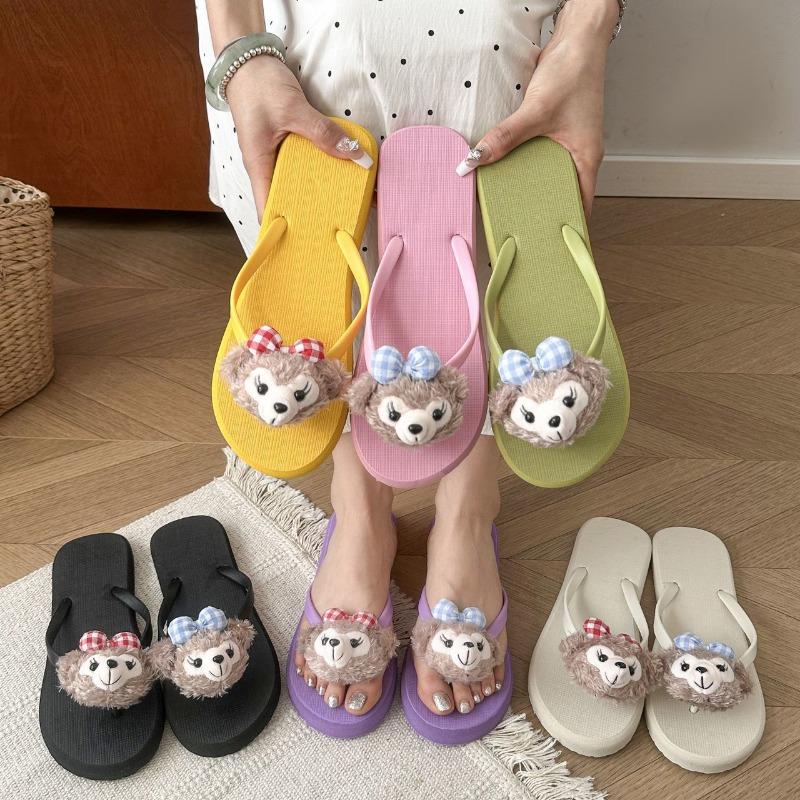 Summer new cartoon cute women's flip-flops fashionable and comfortable beach non-slip flat-bottomed slippers women