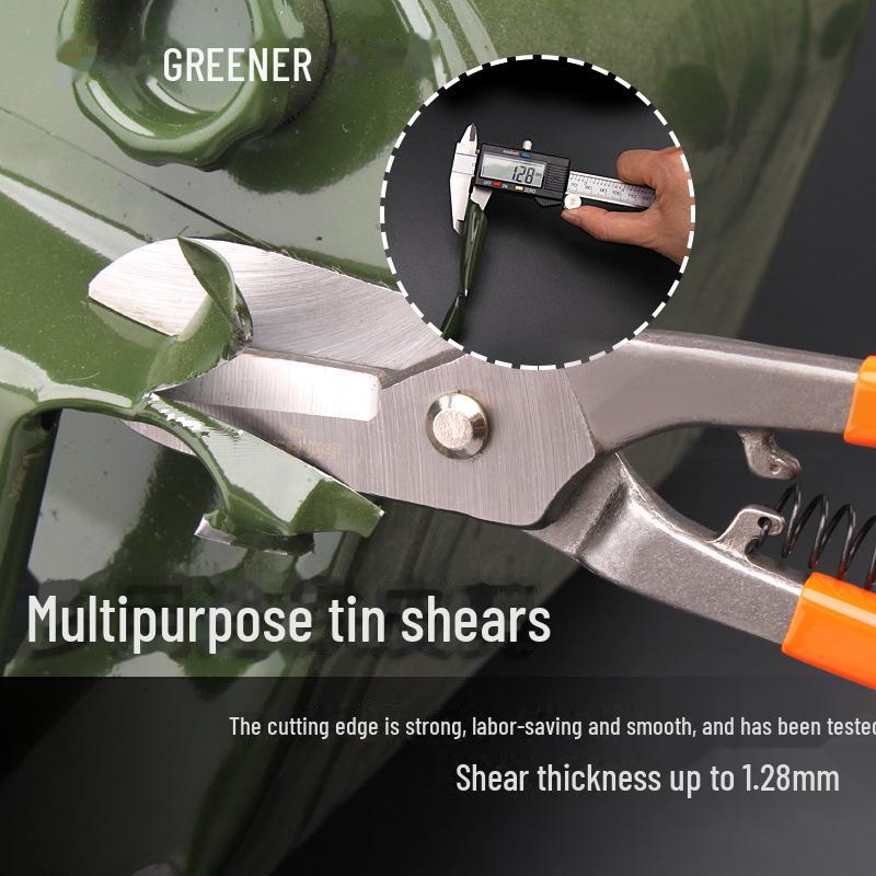 Green Forest Metal Cutting Scissors: Steel, Tin, Iron, German-American Design