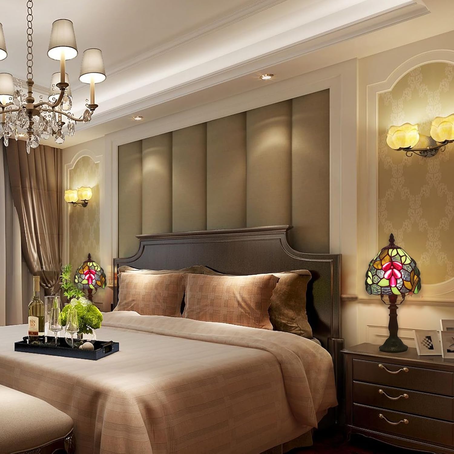 

Small Tiffany Style Lamp Mini Night Light 6 Inch Grape Stained Glass Lamp for Desk Reading Light, Counter Tops Night Lights, Hallway, Home Decor