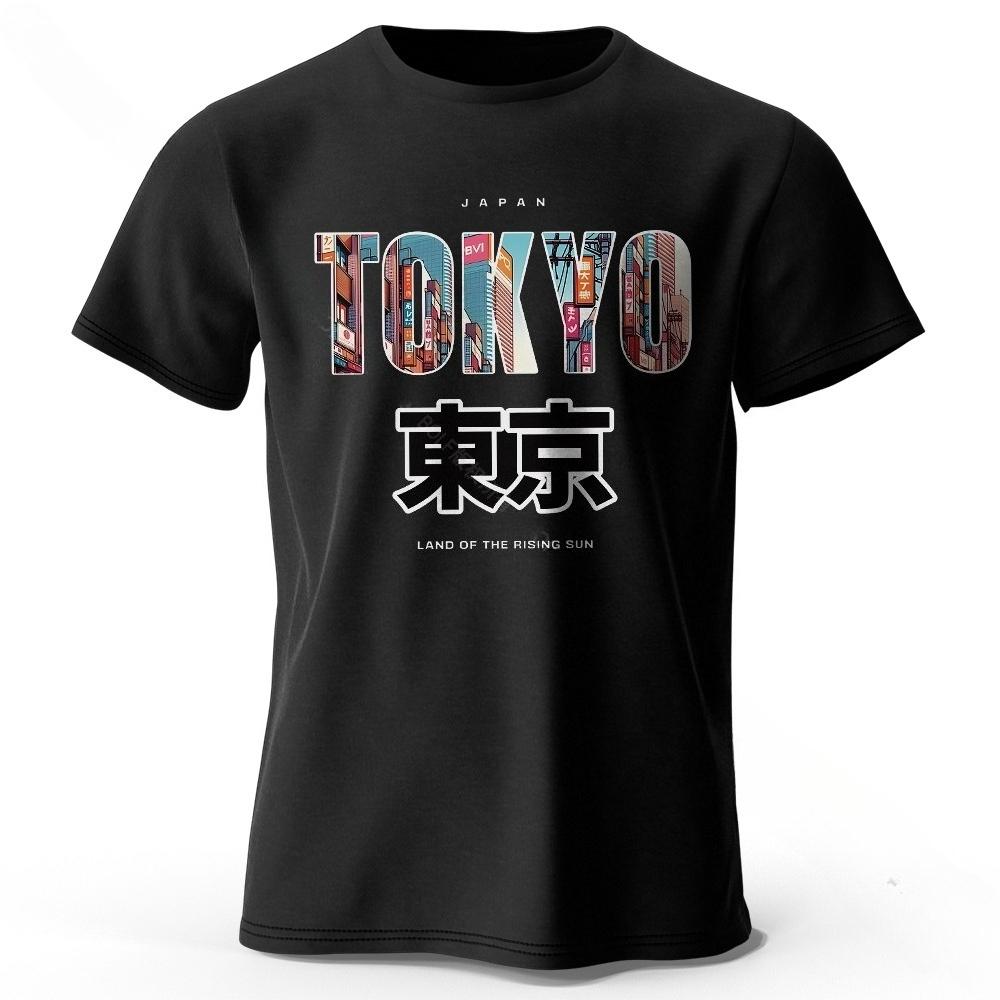 Tokyo Printed Fashion Forward 100% Cotton T-Shirt, Ultra Soft Round Neck Short Sleeve Tee, Perfect for Men & Women