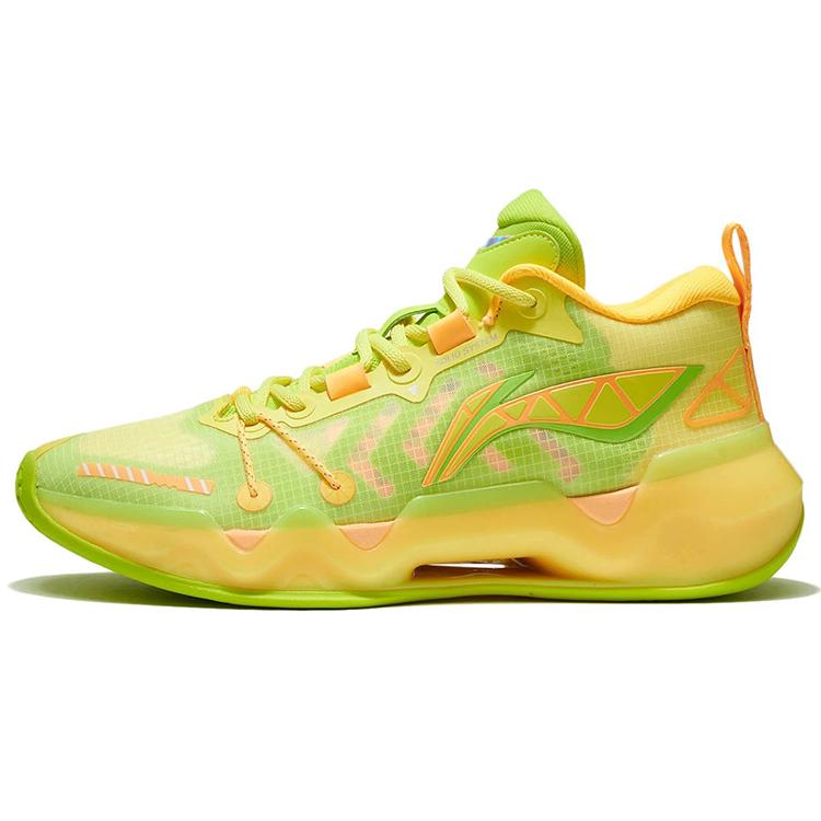 New LINING Liren 2 Low Basketball Shoes Men Low Top Neon Gel Yellow/Fluorescent Alpha Hydroxy Acids Green ABAS039-2