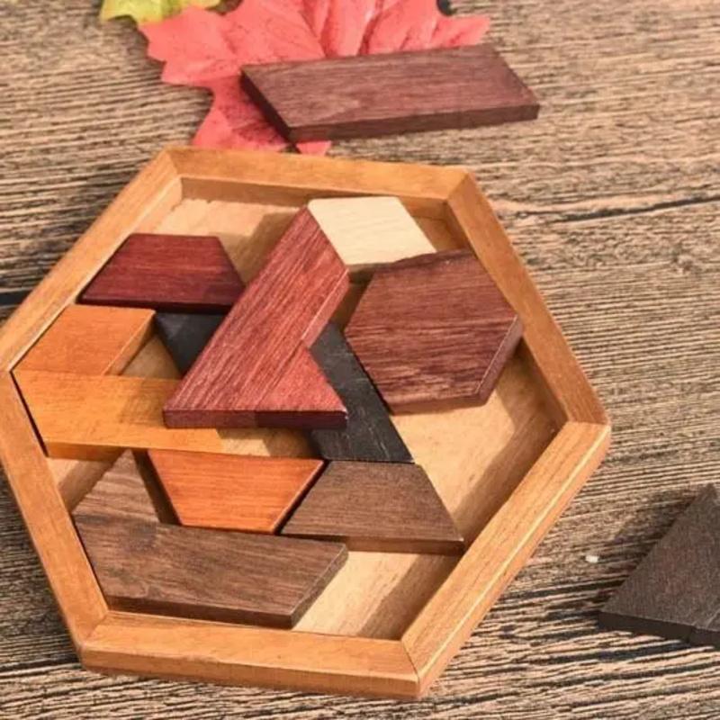 Wooden Geometric Shape Puzzle Board, Montessori Early Learning Toy For Toddlers, Brain Teaser & Fine Motor Skills Development