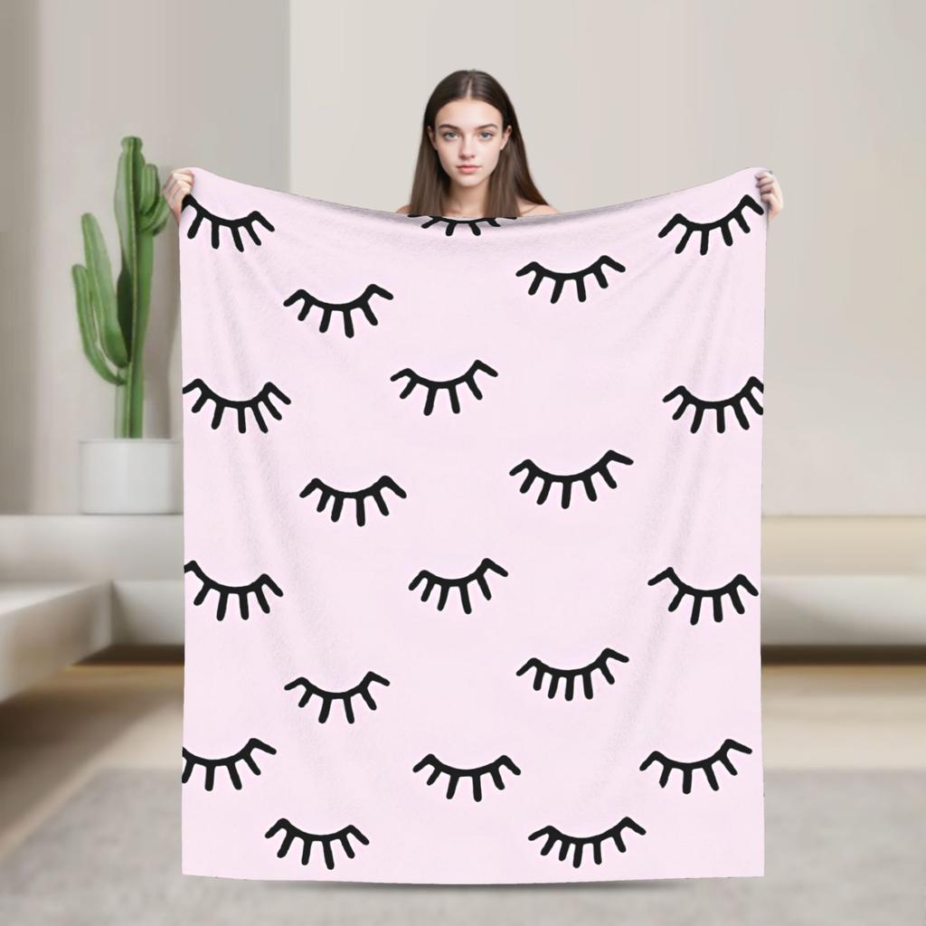 Eyelash Cartoon Eyelashes Blanket Fleece Autumn/Winter Multi-function Lightweight Thin Throw Blankets for Home Office Bedspreads
