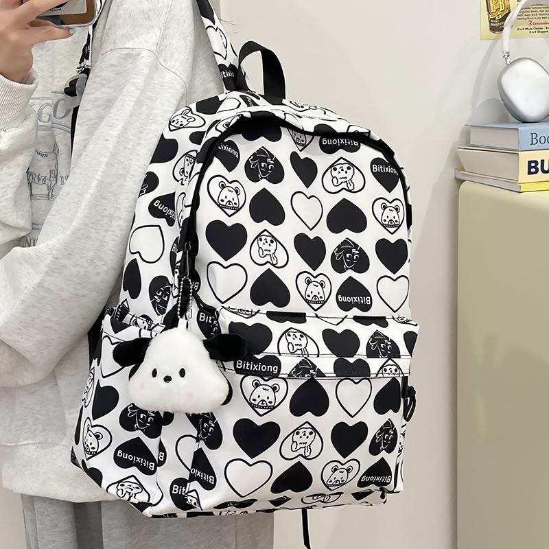 

Women s Love Printed Schoolbag Student s Lightweight Large Capacity Backpack Campus Backpack