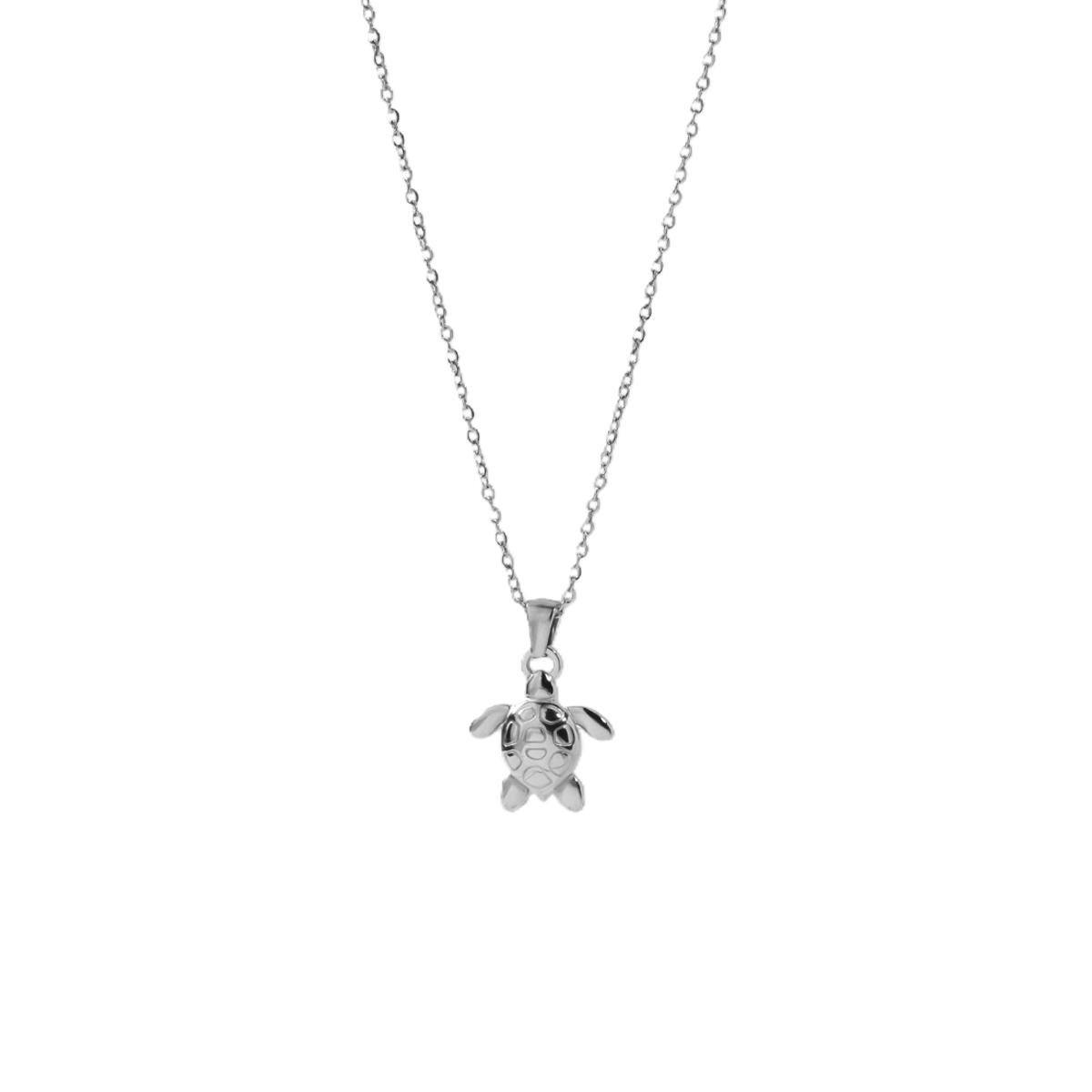 Collier Tortue Punk Colliers Pour Femmes Acier Inoxydable Pendentif Tortue Collier Fête Mariage Noël Bijoux Animal Cadeau 45cm white