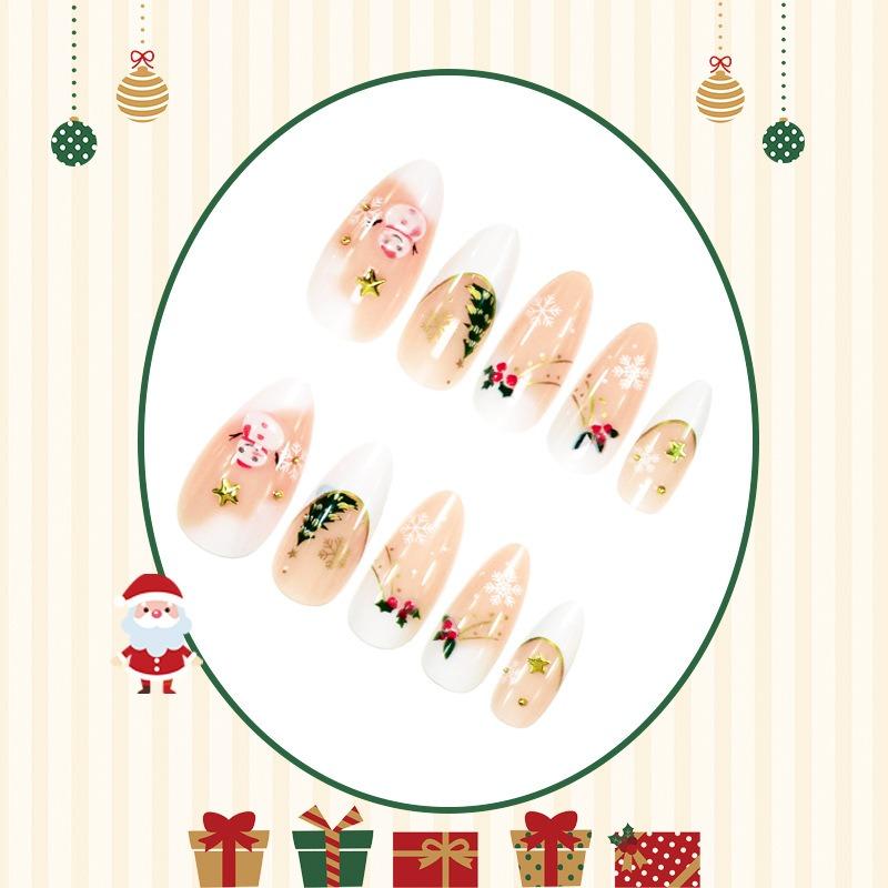 Pieces Christmas Themed Press On Nails Snowman Snowflake Tree