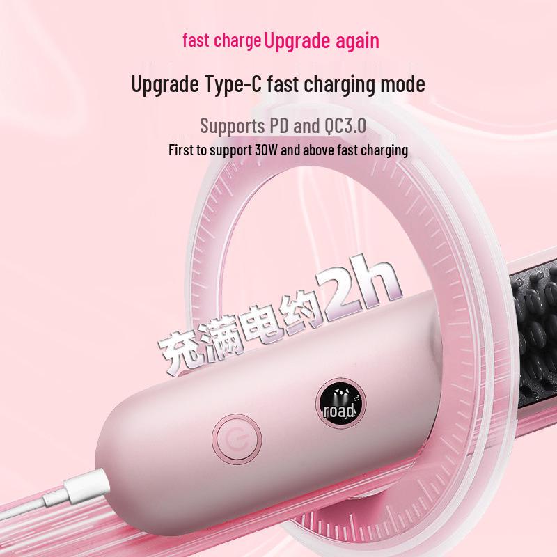 Portable Rechargeable Wireless Hair-Safe Ion Straightener & Curler Comb розовый