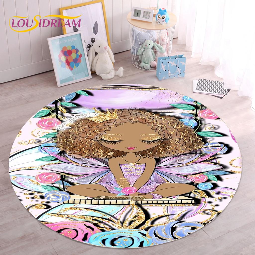 Cute Ballet Girl Ballerina Fairy Unicorn Cartoon Round Area Carpet Rug for Living Room Bedroom Kids Decor,Pet Area Rug Non-slip
